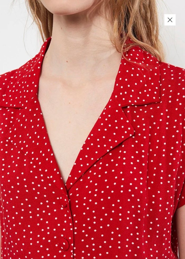 Kırmızı Puantiyeli Mini Rahat Elbise - Görsel 4