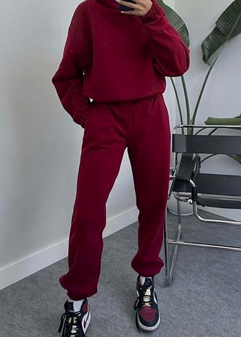 Bordo Kadın Oversize Eşofman Takımı