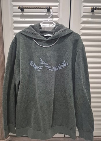 Nakışlı Gri Kapüşonlu Sweatshirt - Görsel 2