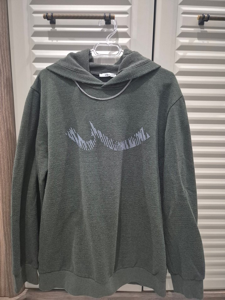 Nakışlı Gri Kapüşonlu Sweatshirt - Görsel 2