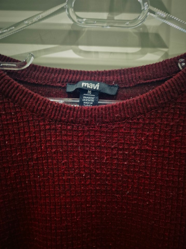 Erkek Bordo Bisiklet Yaka Triko Kazak - Görsel 2