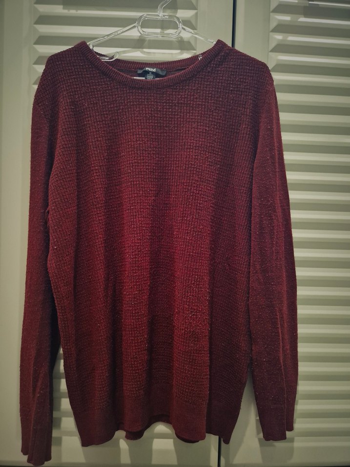 Erkek Bordo Bisiklet Yaka Triko Kazak - Görsel 3