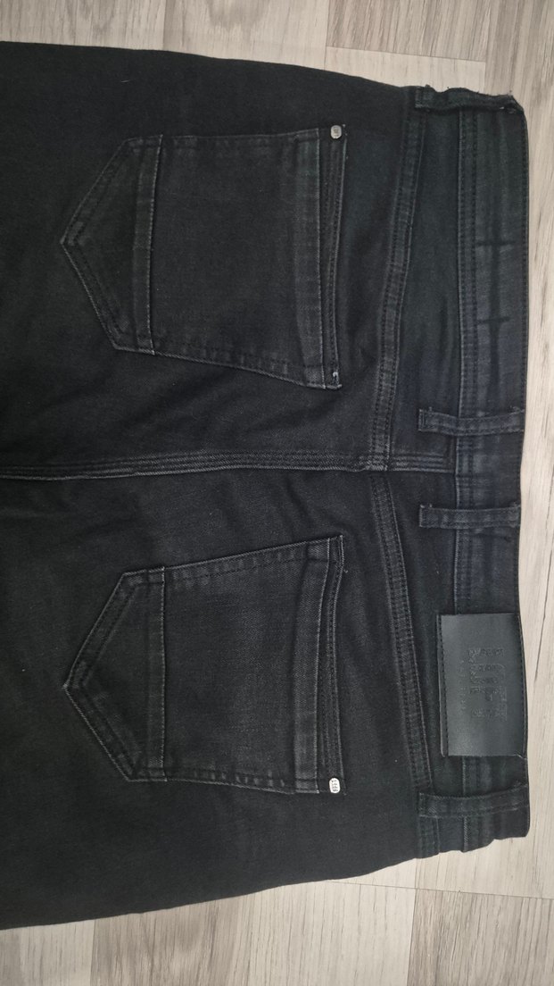 Siyah Erkek Regular Fit Elastik Kot Pantolon - Görsel 3