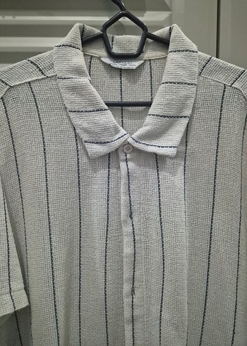 Gri Kısa Kollu Pamuklu Erkek Gömlek - Görsel 3