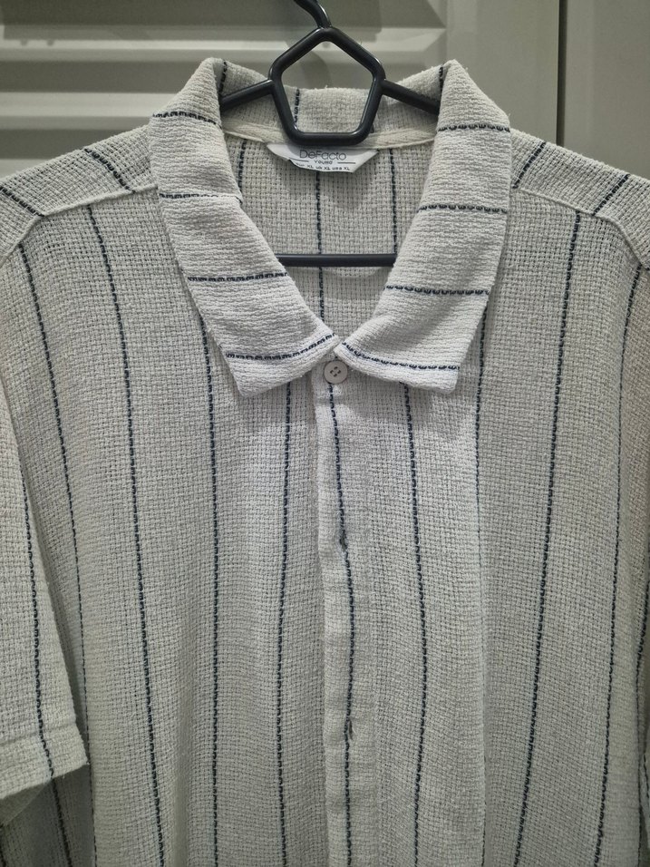 Gri Kısa Kollu Pamuklu Erkek Gömlek - Görsel 3