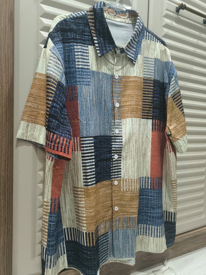 Bohem Çok Renkli Kısa Kollu Gömlek - Görsel 5