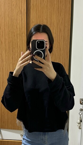 Siyah yan detaylı sweat