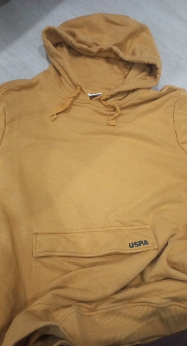 Sarı Kapüşonlu Kadın Sweatshirt - Görsel 5