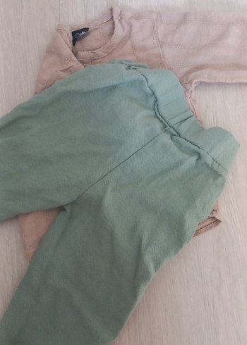 Bej Keten Uzun Kollu Bebek Takımı - Görsel 5