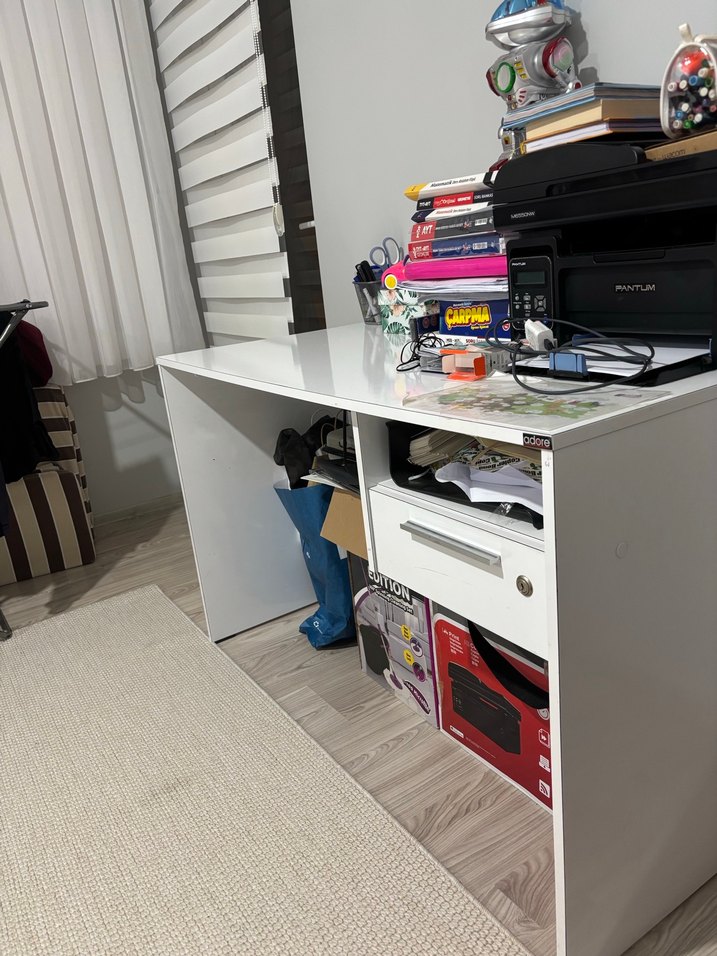 Adore Mobilya Beyaz Çekmeceli Çalışma Masası - Görsel 2