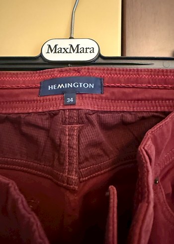 Hemington Bordo Düğmeli Kadın Kumaş Pantolon - Görsel 3