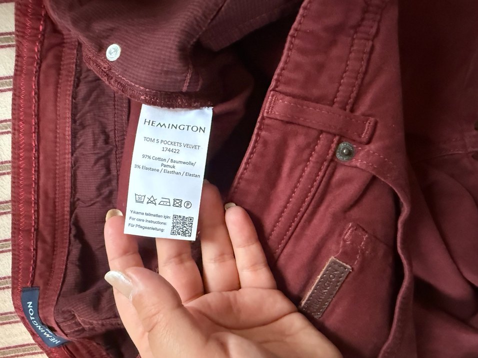 Hemington Bordo Düğmeli Kadın Kumaş Pantolon - Görsel 5