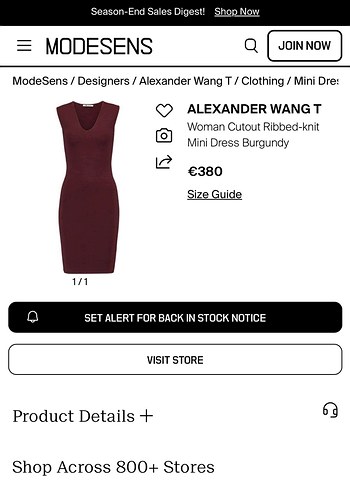 Alexander wang Bordo V Yaka Kolsuz Triko Elbise - Görsel 5