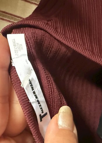 Alexander wang Bordo V Yaka Kolsuz Triko Elbise - Görsel 4