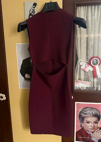 Alexander wang Bordo V Yaka Kolsuz Triko Elbise - Görsel 3