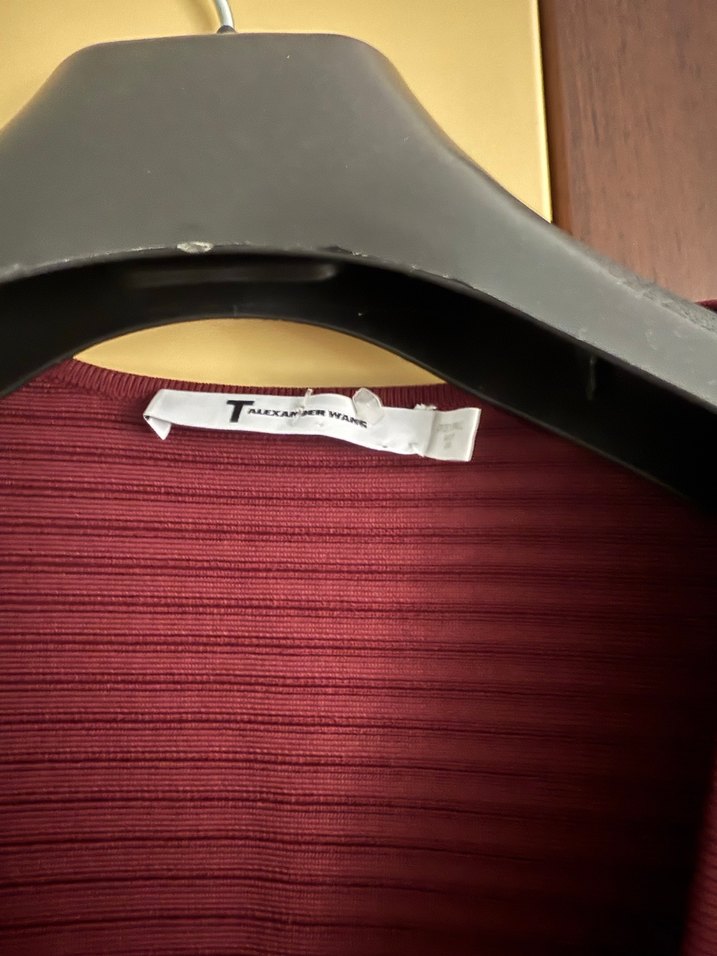 Alexander wang Bordo V Yaka Kolsuz Triko Elbise - Görsel 2