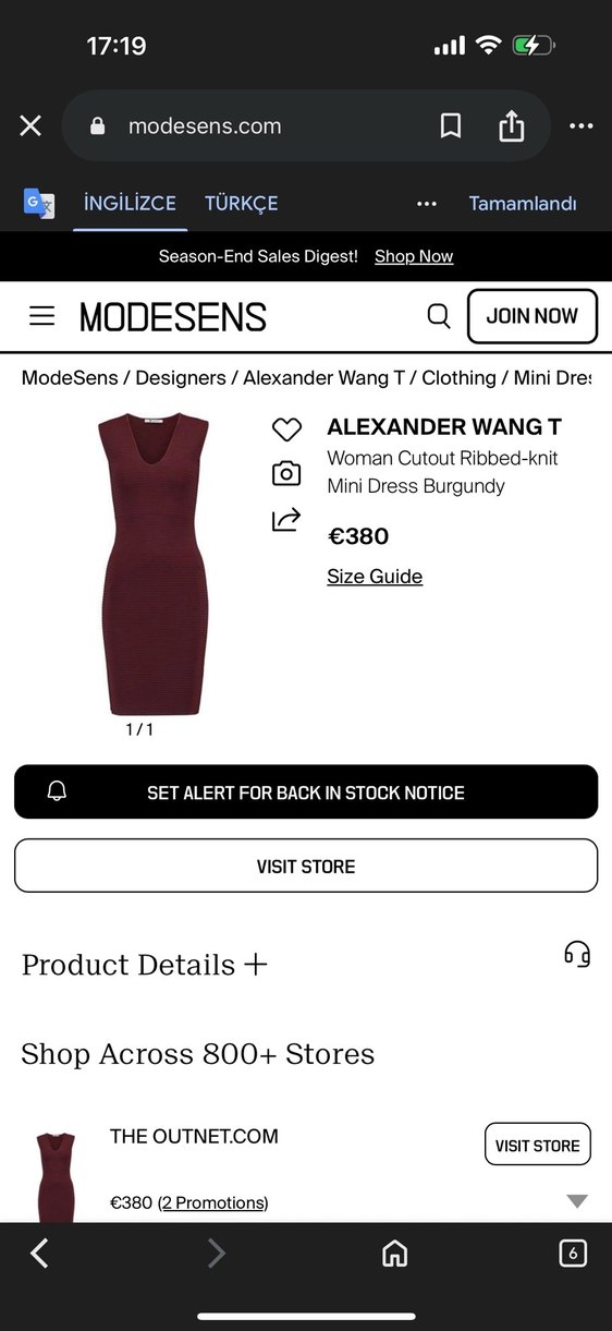 Alexander wang Bordo V Yaka Kolsuz Triko Elbise - Görsel 5