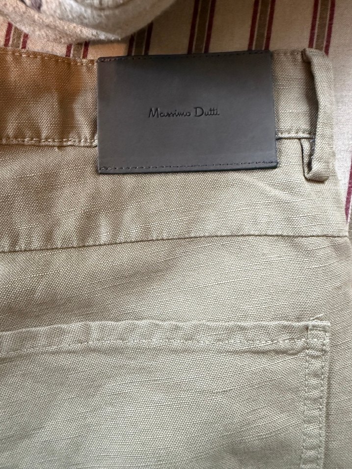 Massimo dutti Bej Rahat Kesim Erkek Keten Pantolon - Görsel 4