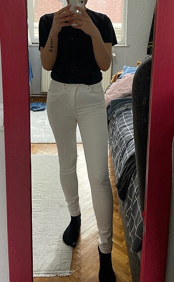 Kırık beyaz skinny pantolon - Görsel 3