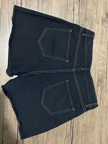 Fabrika marka siyah kot şort - Görsel 3