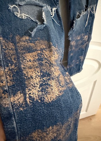 Rahat Kesim Mavi Yırtık Detaylı Kadın Kot Pantolon - Görsel 2