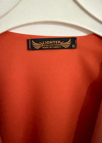 Somon rengi Uzun Kollu V Yakalı Salaş Elbise - Görsel 3