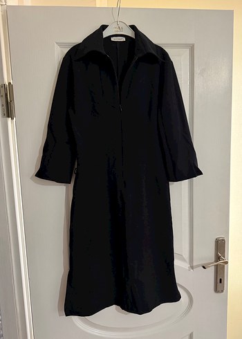 Siyah fermuarlı Uzun Kadın elbise - Görsel 6