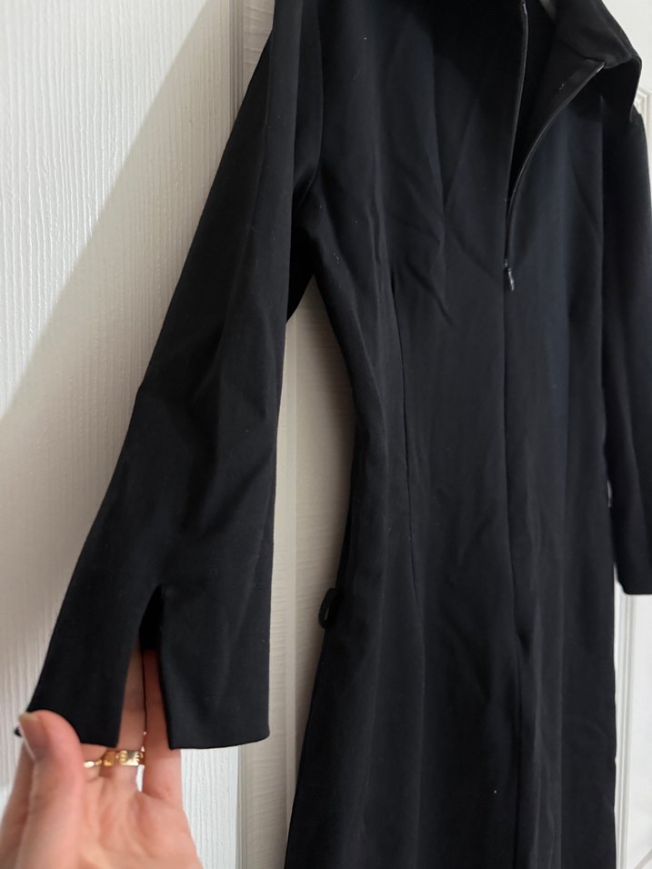 Siyah fermuarlı Uzun Kadın elbise - Görsel 5