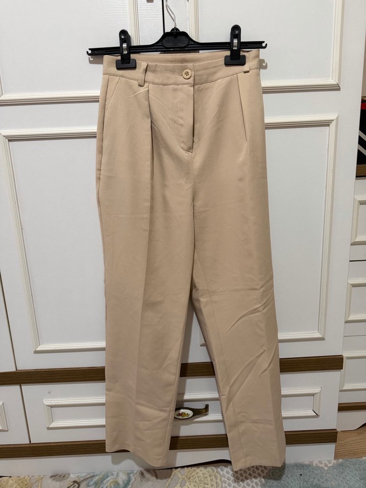 Krem kumaş pantolon - Görsel 2