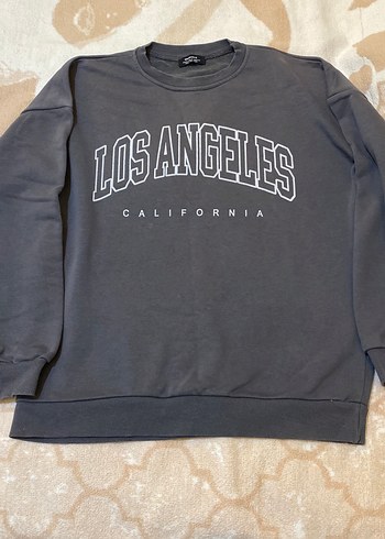 Gri Kadın Baskılı Sweatshirt Uzun Kollu