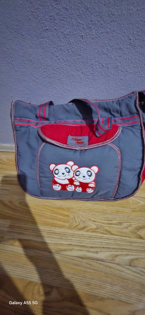 Gri Baskılı Bebek Çantası Seti - Görsel 2