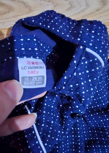 Kızlar için düğmeli puantiyeli lacivert - Görsel 2