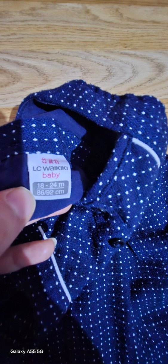 Kızlar için düğmeli puantiyeli lacivert - Görsel 2