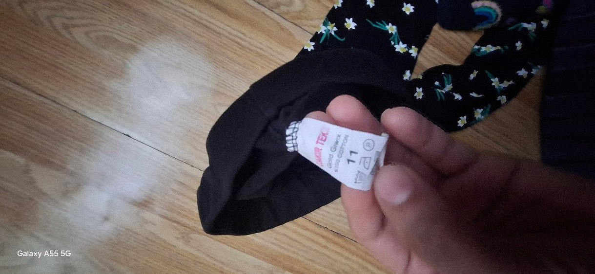 Kız Çocuk Baskılı Siyah Tayt - Görsel 2