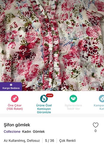 Collezione Çok Renkli Şifon Kadın Gömlek