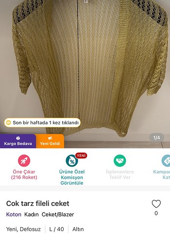 Fileli altın ceket