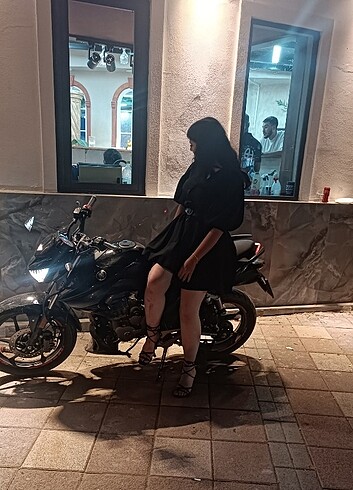 l Beden siyah Renk Kısa kemerli gömlek elbise