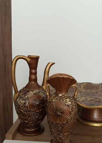 Beden kahverengi Renk Vintage kek standı biblo takımı