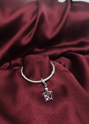 S925 damgalı kaplumbağa charm