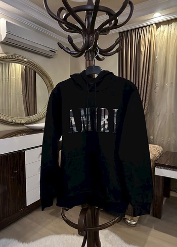 Siyah Deri Baskılı Kapüşonlu Sweatshirt bay bayan