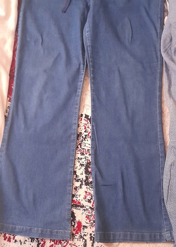 Kadın Mavi Bol Kesim Midi Kot Pantolon - Görsel 2