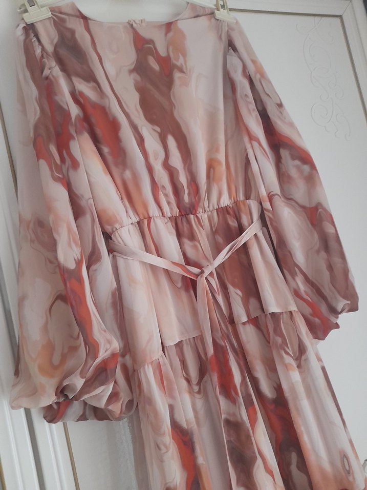 Bej Bohem Uzun Elbise - Görsel 2