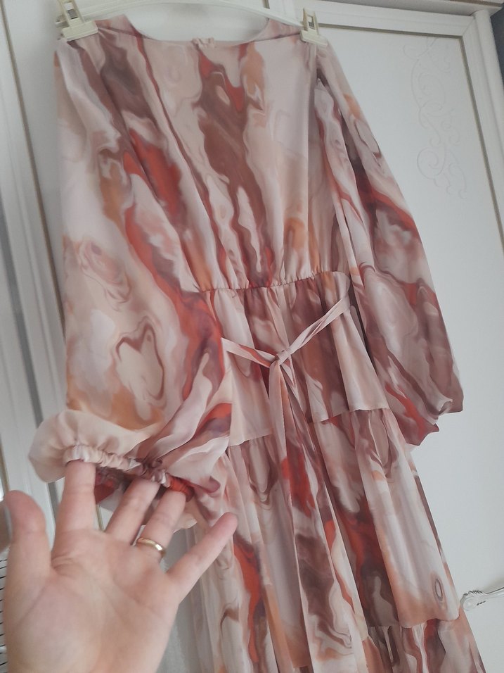 Bej Bohem Uzun Elbise - Görsel 3