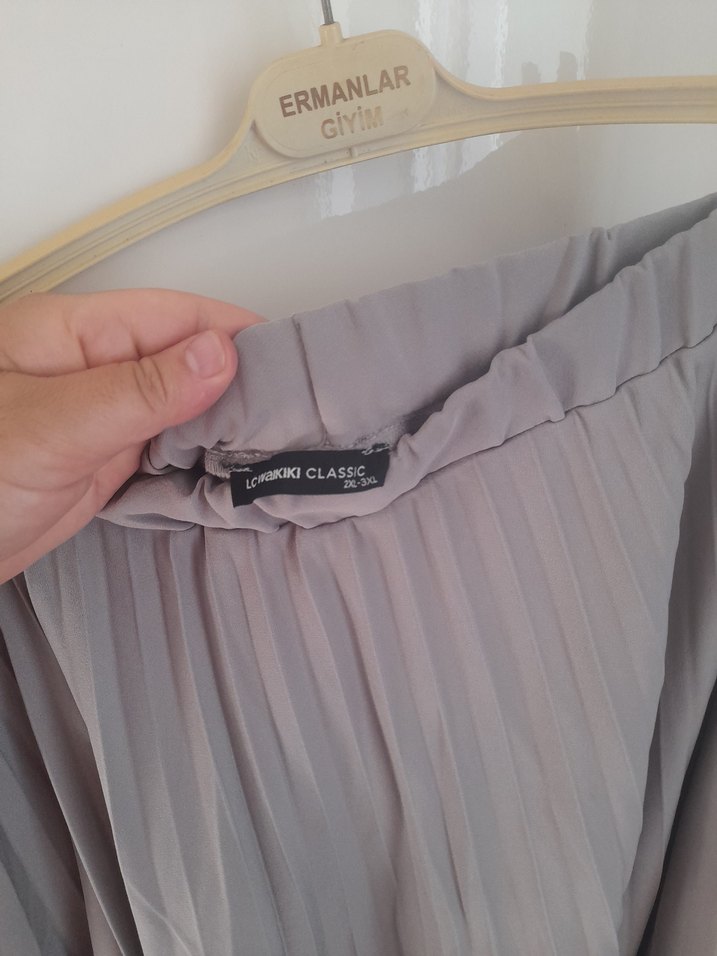 Gri Pilili Uzun Keten Etek - Görsel 2