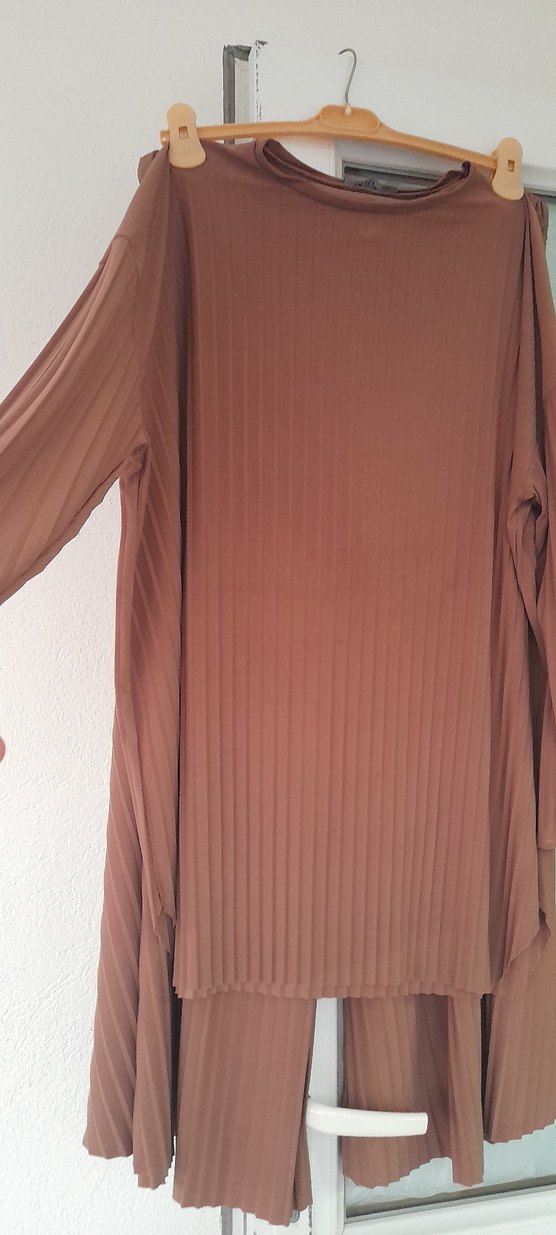 kamel renk sandy kumaş ikili takım - Görsel 3