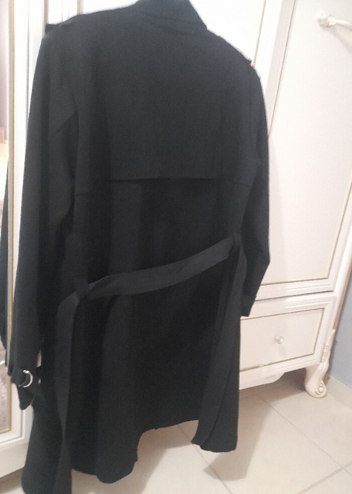 Trenchcoat ceket süet siyah - Görsel 2