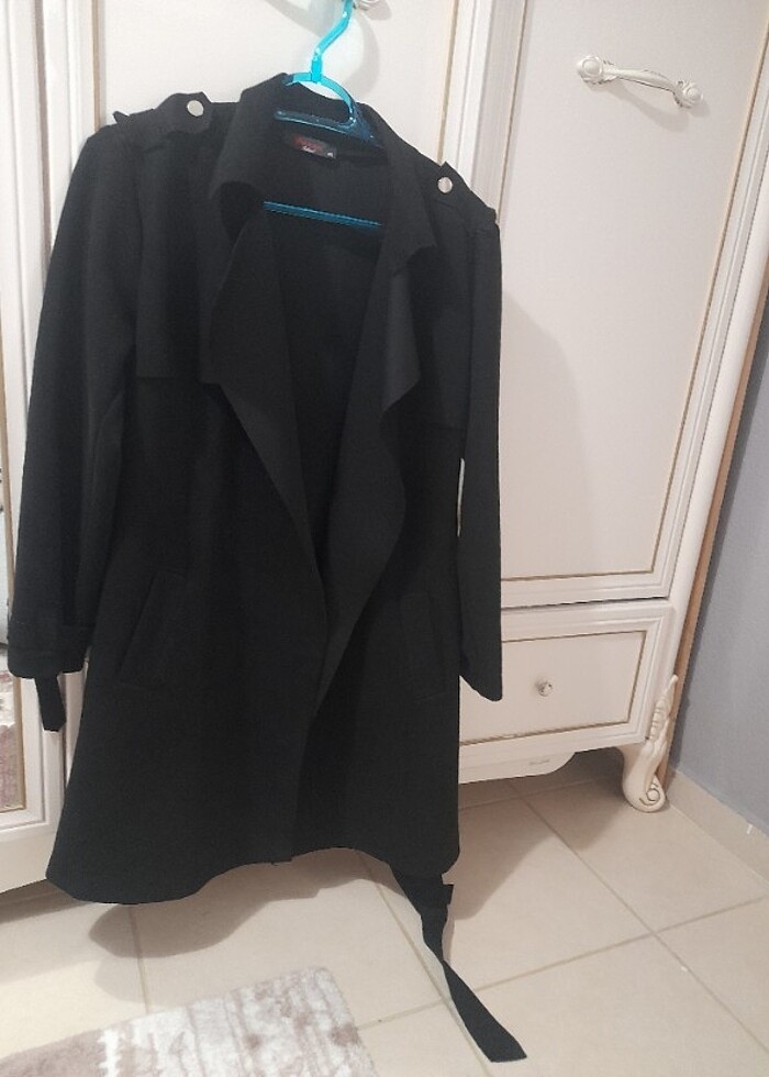 Trenchcoat ceket süet siyah - Görsel 3