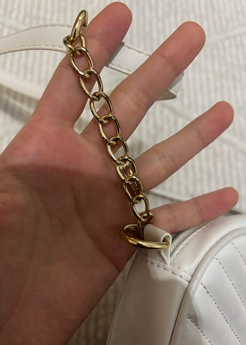 Beyaz Deri Kadın Omuz Çantası - Görsel 3