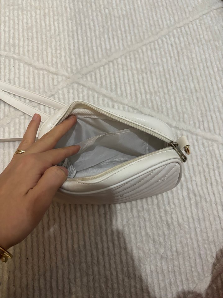 Beyaz Deri Kadın Omuz Çantası - Görsel 2