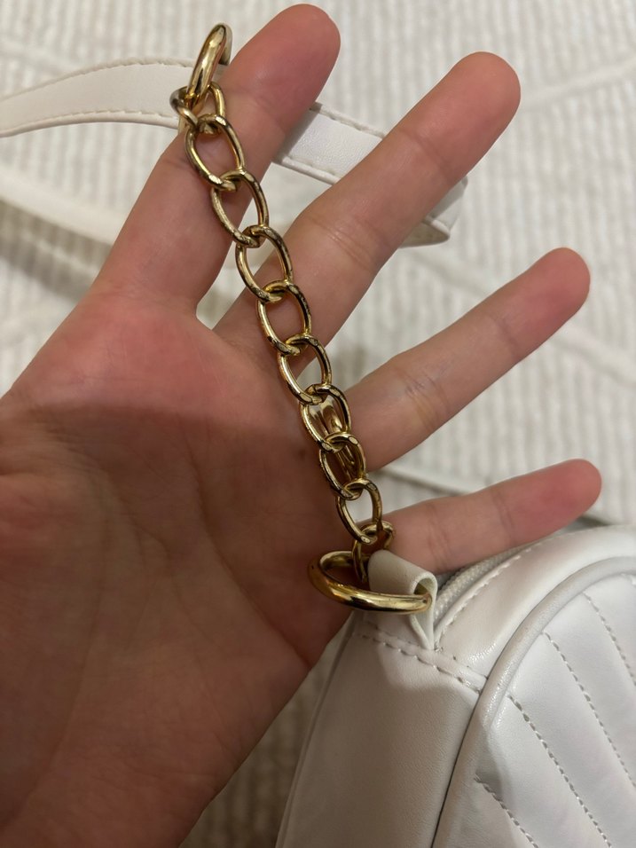 Beyaz Deri Kadın Omuz Çantası - Görsel 3